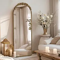 full body mirror,full length wall mirror of Standing Full Body Mirror with Floral Detailing in livingroom